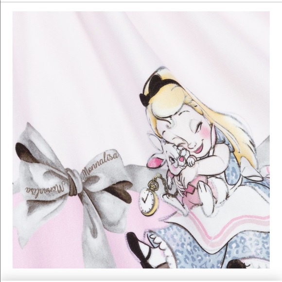 NWT! Monnalisa Ivory & pink Disney Alice & Wonderland dress! Hard to find! - Picture 2 of 7